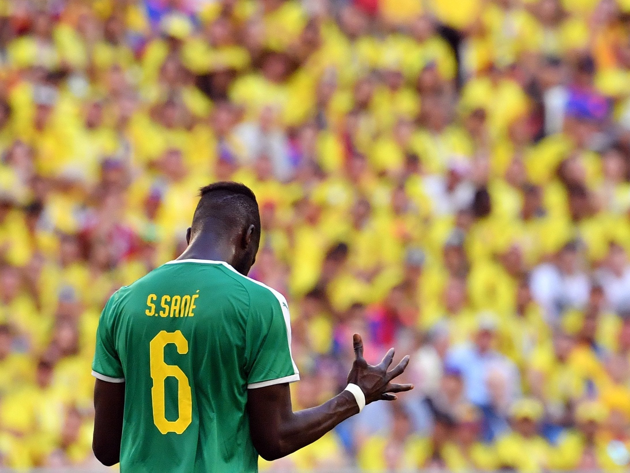 A frustrated Salif Sane during a fraught second half