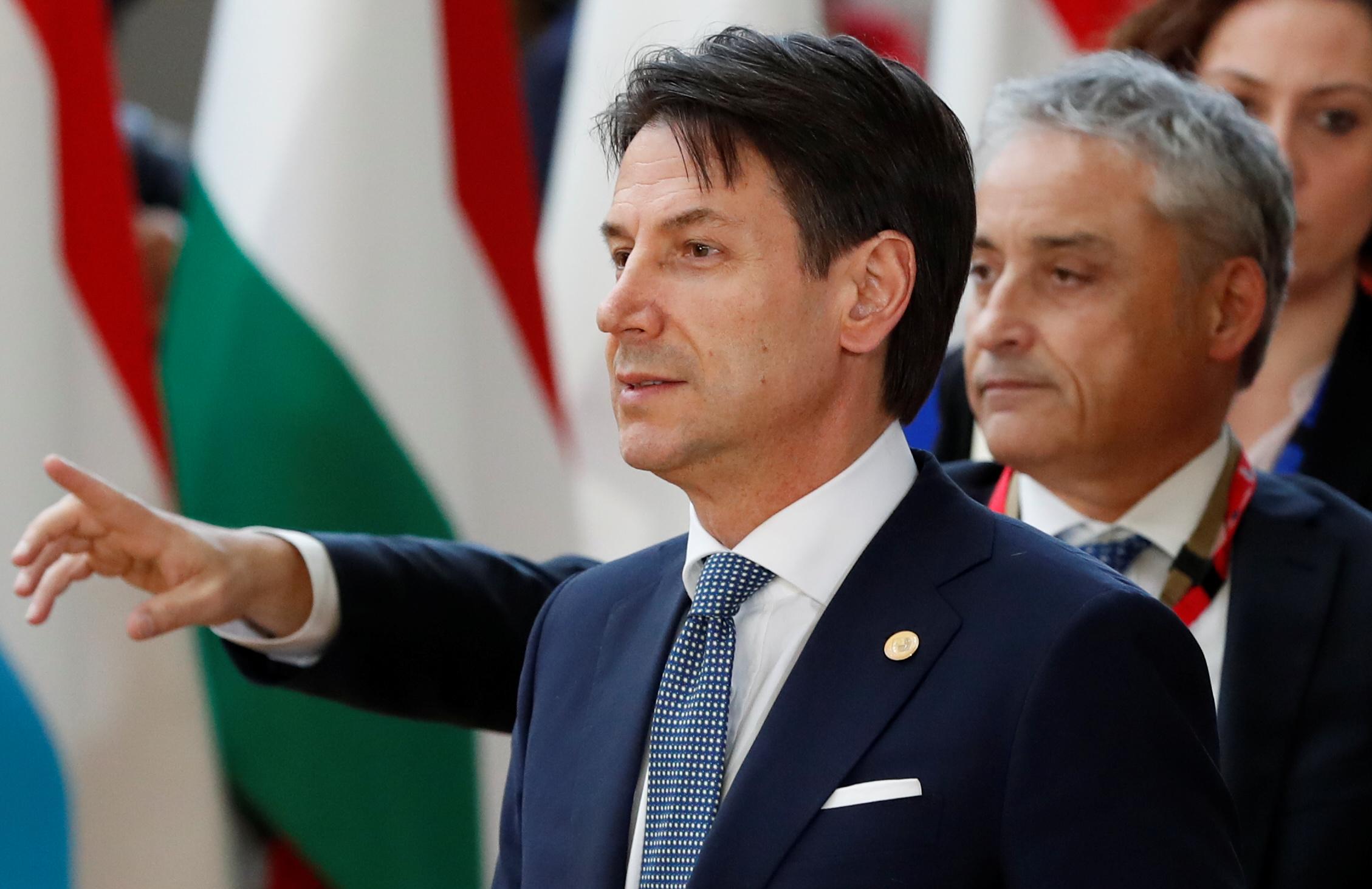 Italian prime minister Giuseppe Conte arrives at the European Council summit in Brussels