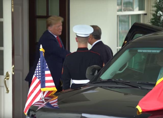 Donald Trump shakes hands with Marcelo Rebelo de Sousa