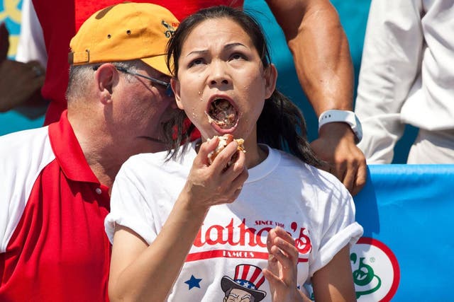 Competitive eater Sonya Thomas participating in 2012