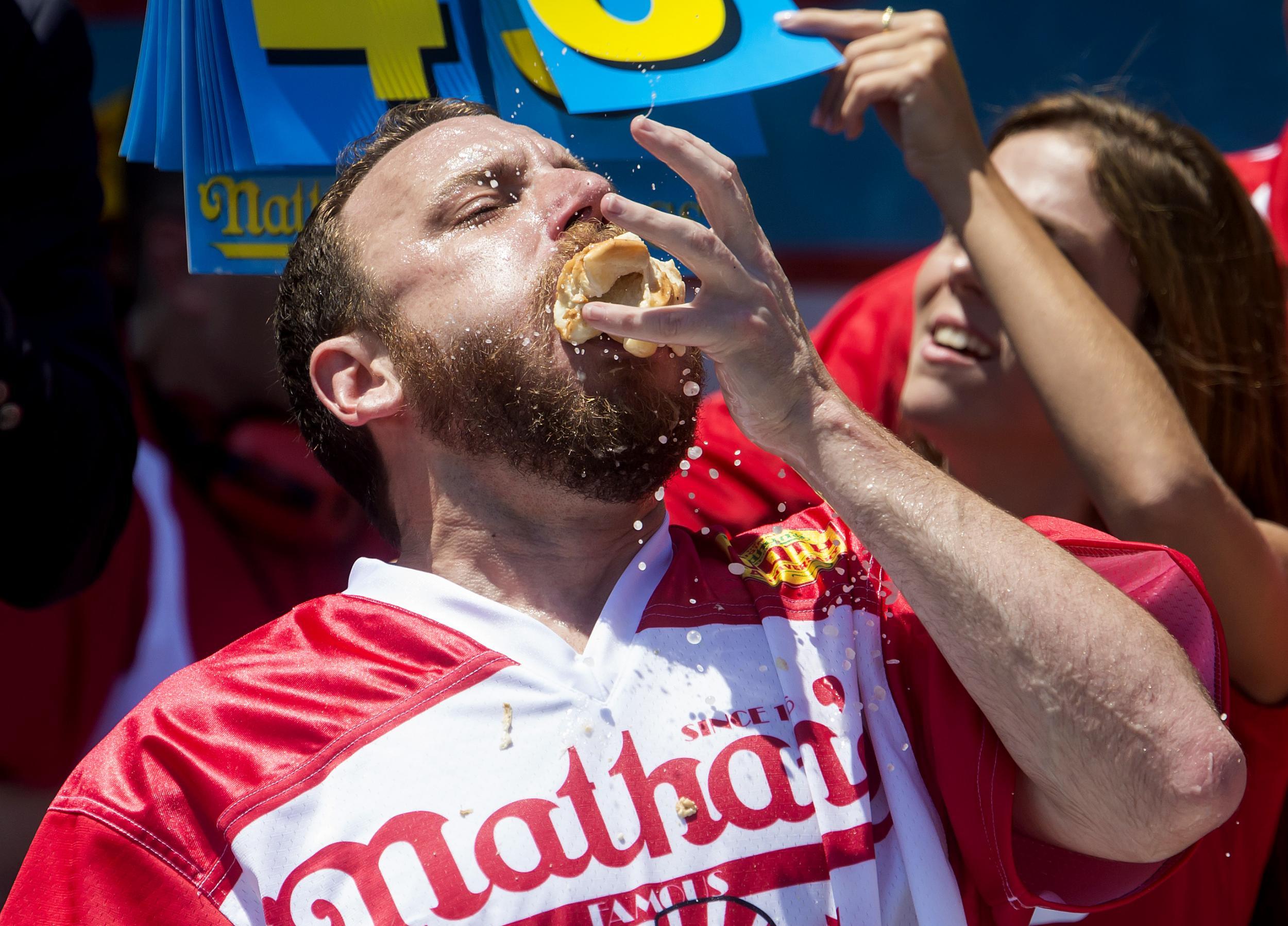 Joey Chestnut once ate 72 hot dogs, setting a Nathan's record