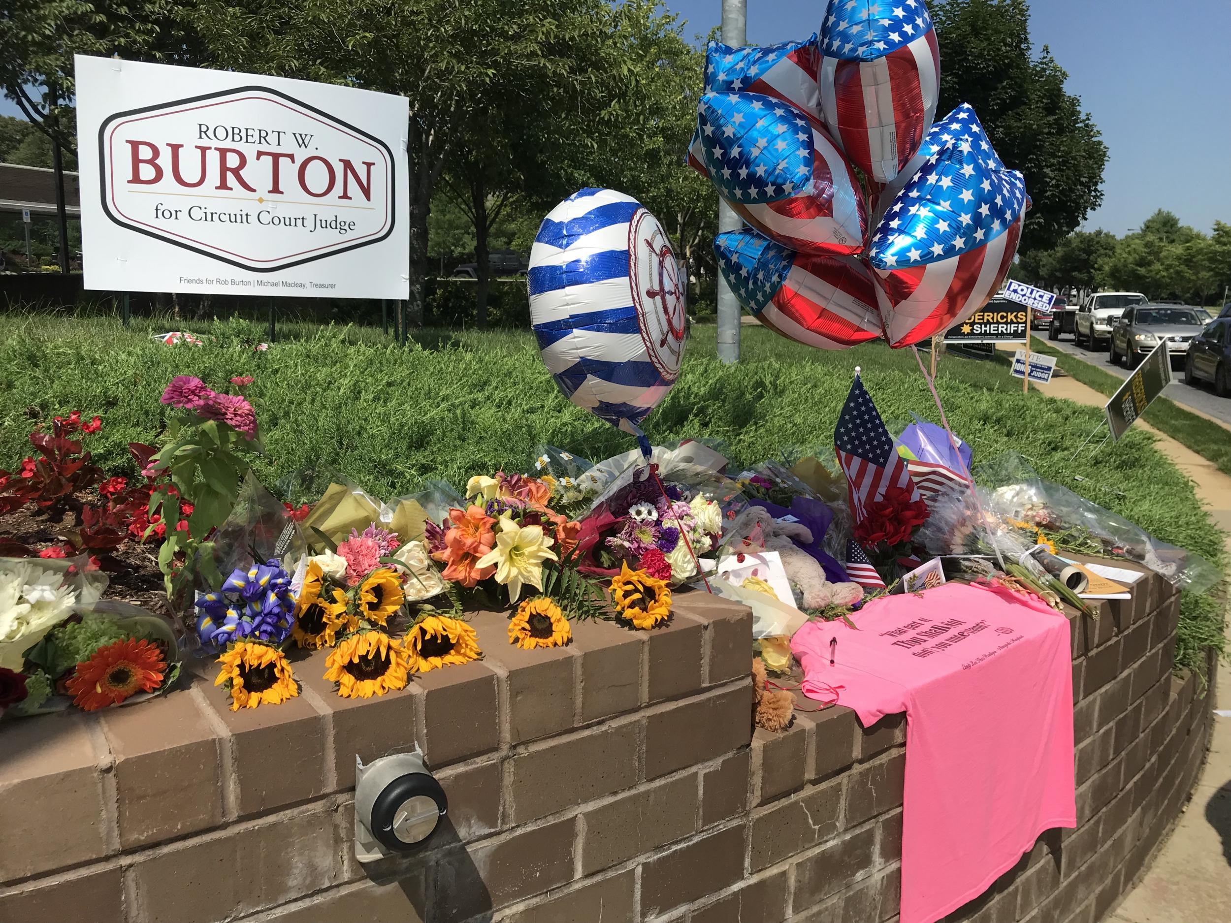 A memorial sprung up outside the offices of the Capital Gazette