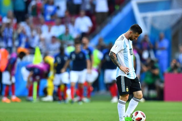 Argentina's Lionel Messi looks dejected