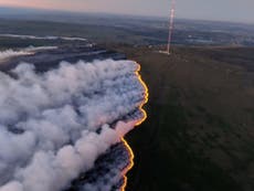 ‘Major incident’ declared as two wildfires merge in Lancashire