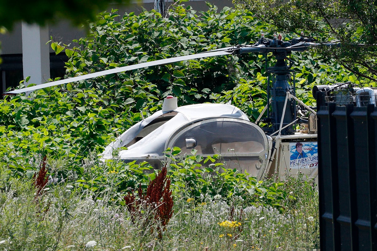 The Alouette II helicopter was later found abandoned and partially torched in a field north of Paris (Getty)