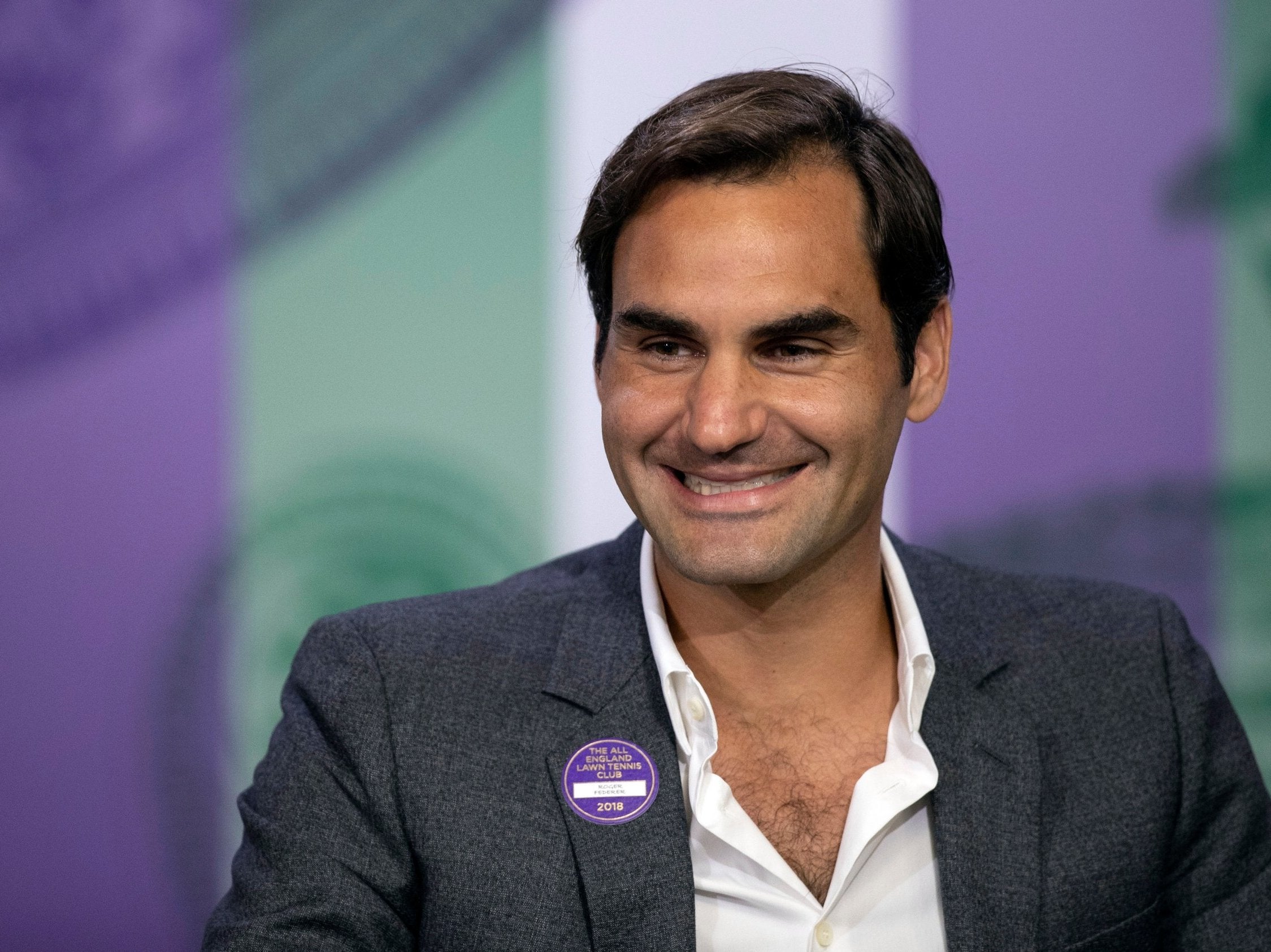 Roger Federer talking to the media before the tournament