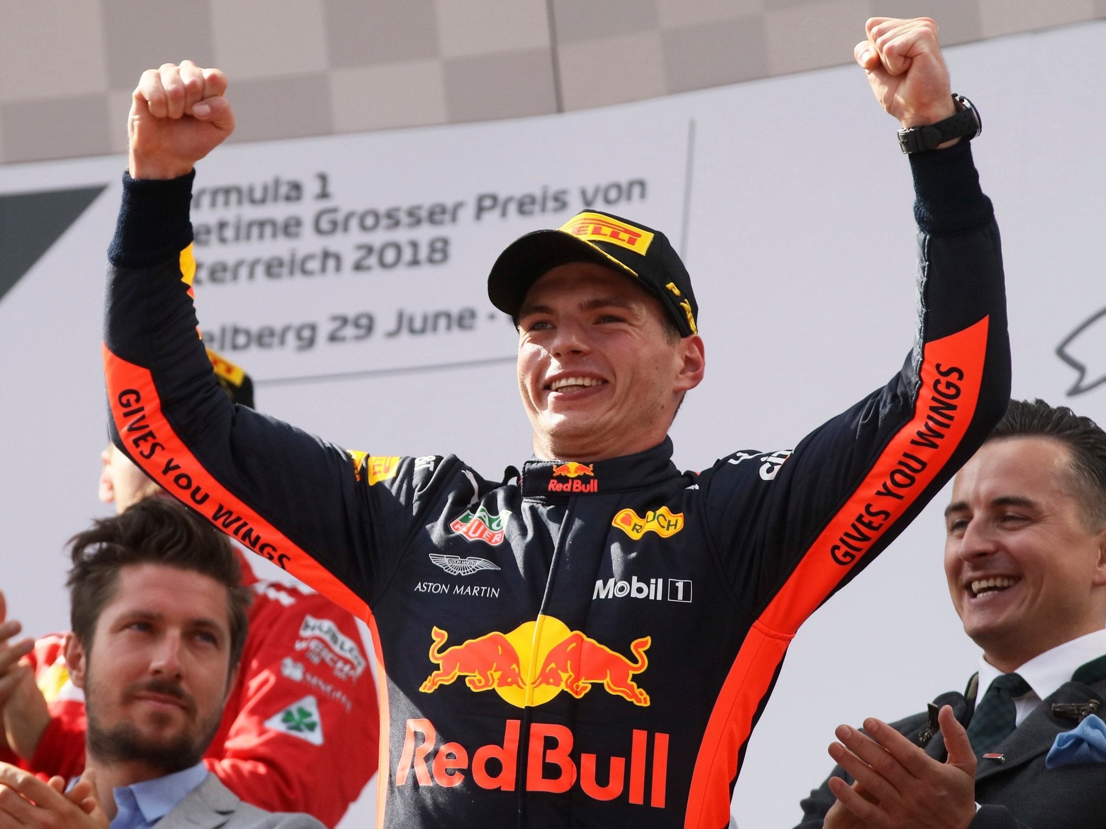 Max Verstappen celebrates winning the Austrian Grand Prix