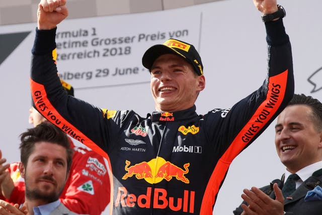 Max Verstappen celebrates winning the Austrian Grand Prix