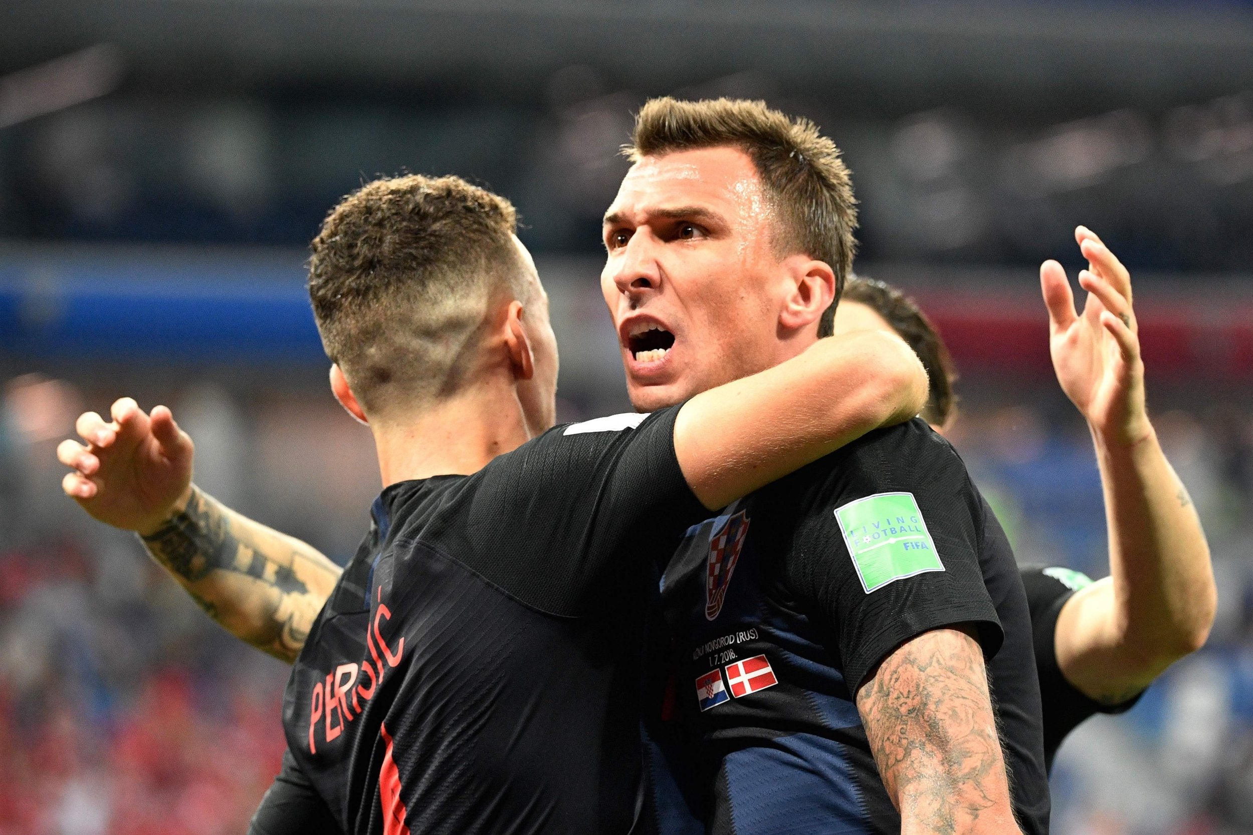 Mario Mandzukic celebrates with team-mates