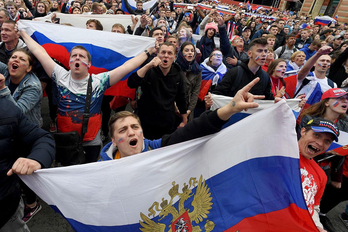 Russian fans have their own way of watching football