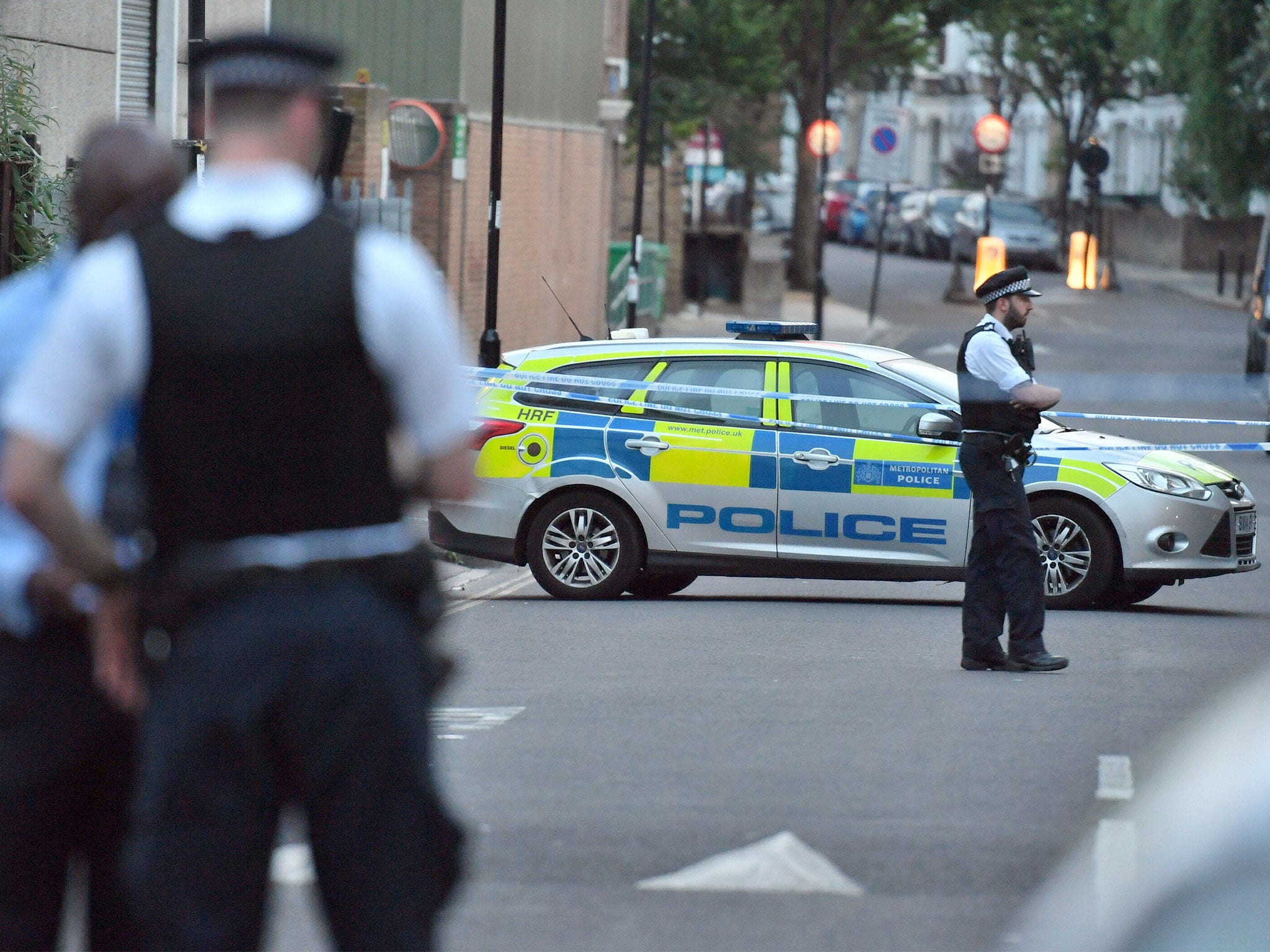 Police on the scene of the attack in Islington on Sunday evening