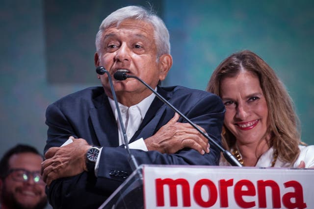 President elect of Mexico, Andres Manuel Lopez Obrador speaks during the celebration event, at the end of the Mexico 2018 Presidential Election