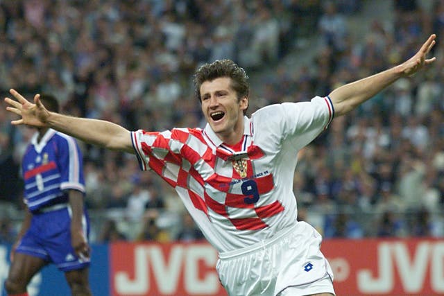 Davor Suker of Croatia scores in World Cup 1998
