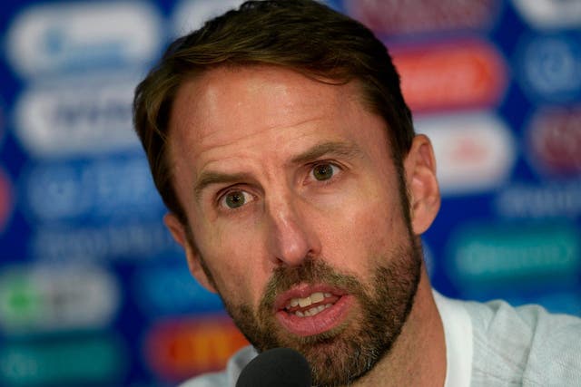 England's coach Gareth Southgate speaks during a press conference at the Spartak Stadium