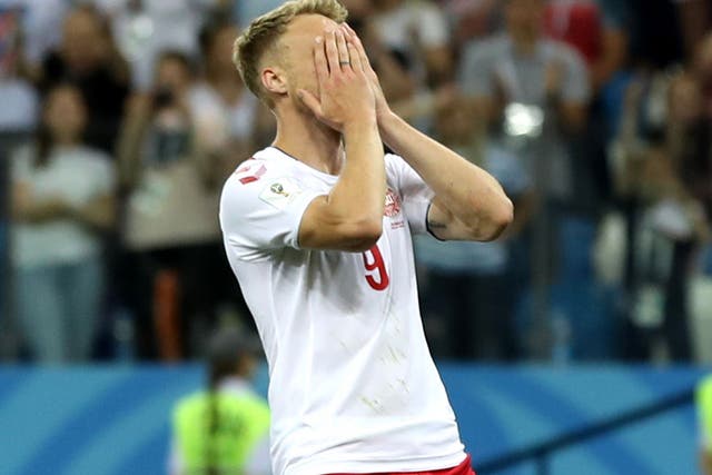 Nicolai Jorgensen missed Denmark's final penalty against Croatia