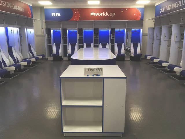 The Japanese team left their changing room spotless with a thank you note in Russian