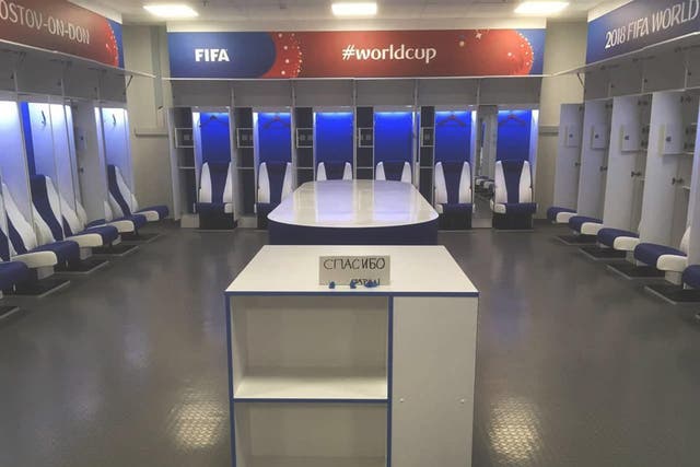 The Japanese team left their changing room spotless with a thank you note in Russian