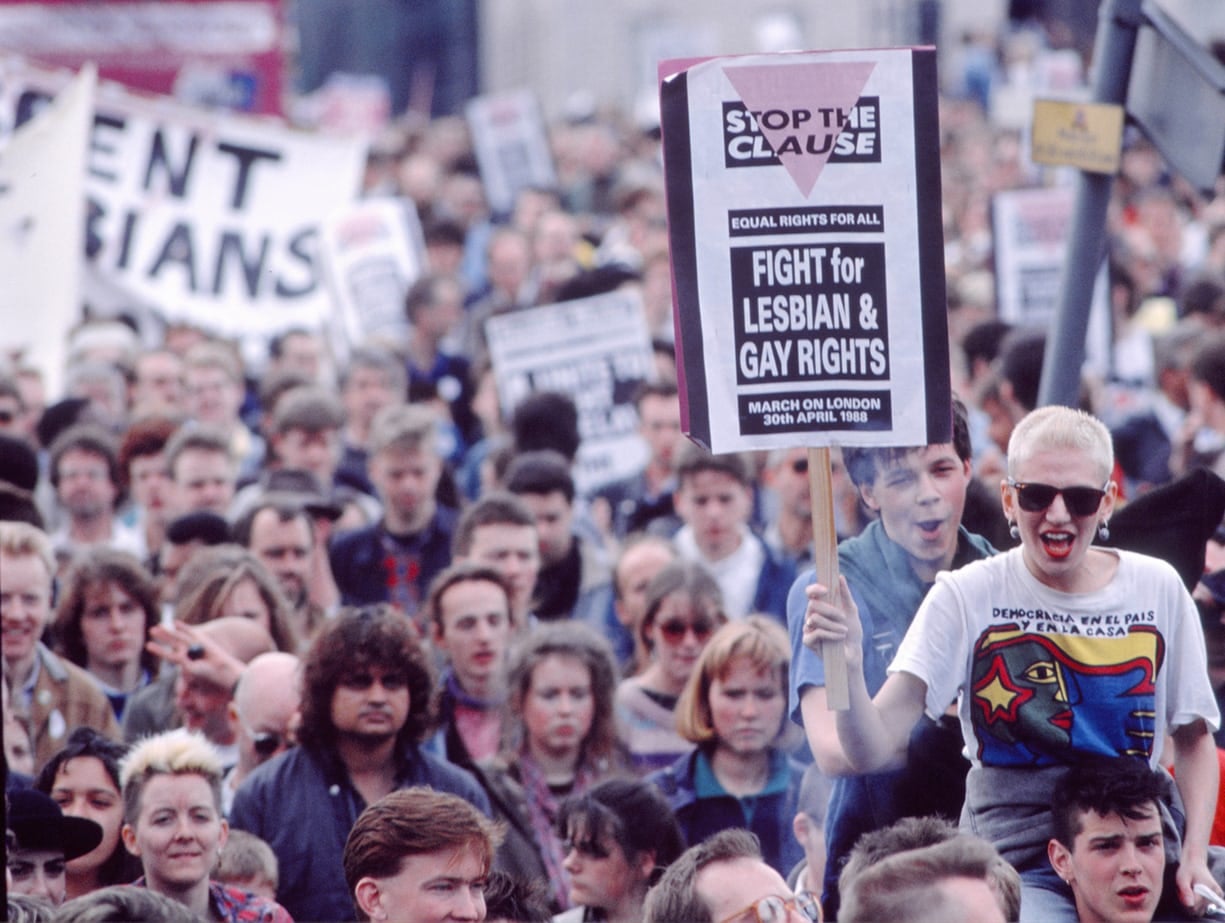 Protests against Section 28 brought together people from all sides of the LGBT+ community (Rex)