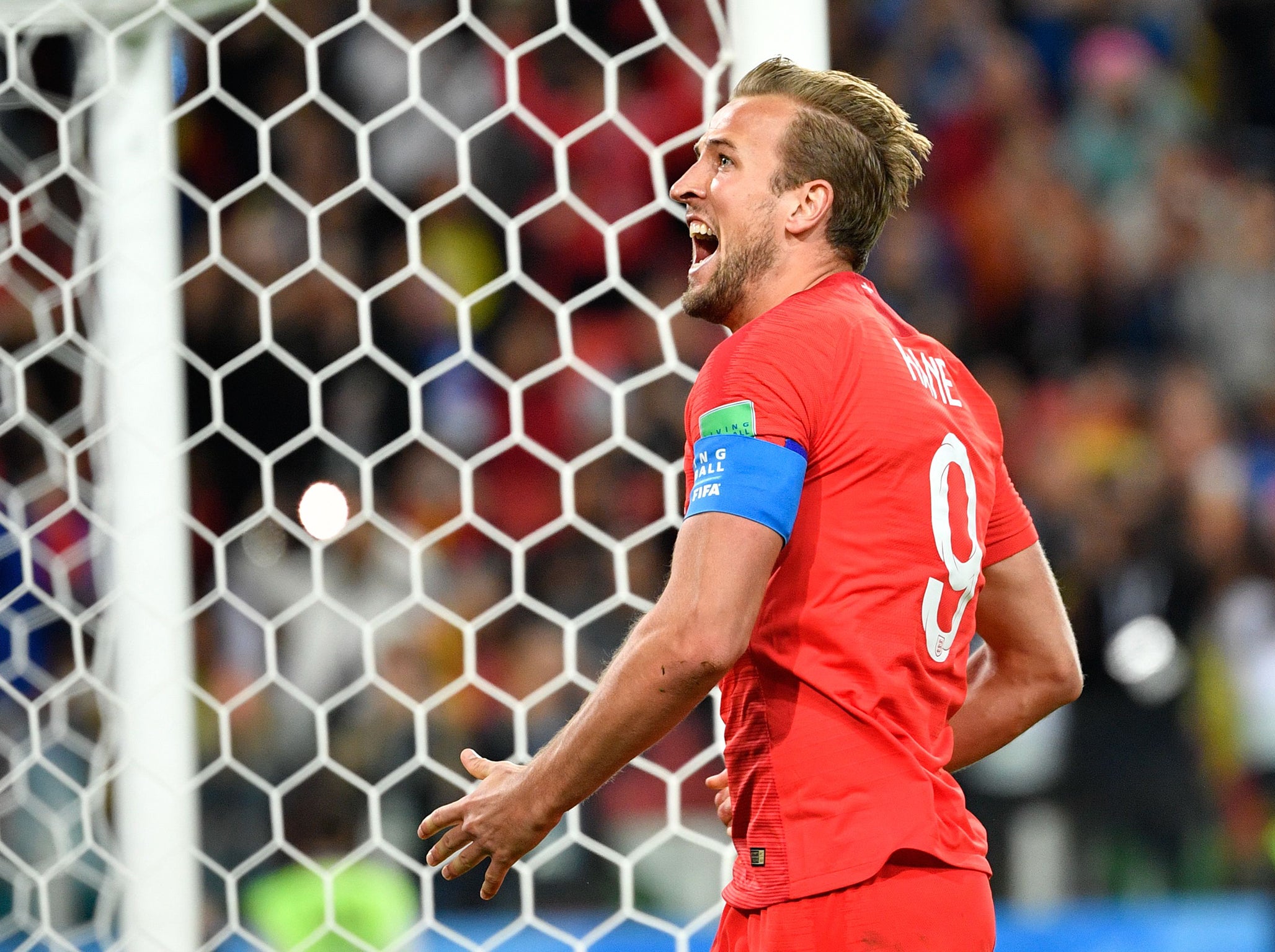 Harry Kane celebrates his penalty