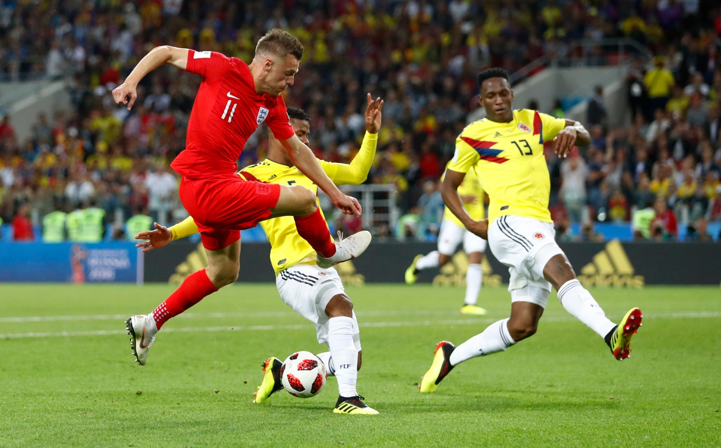 Jamie Vardy in action at the World Cup