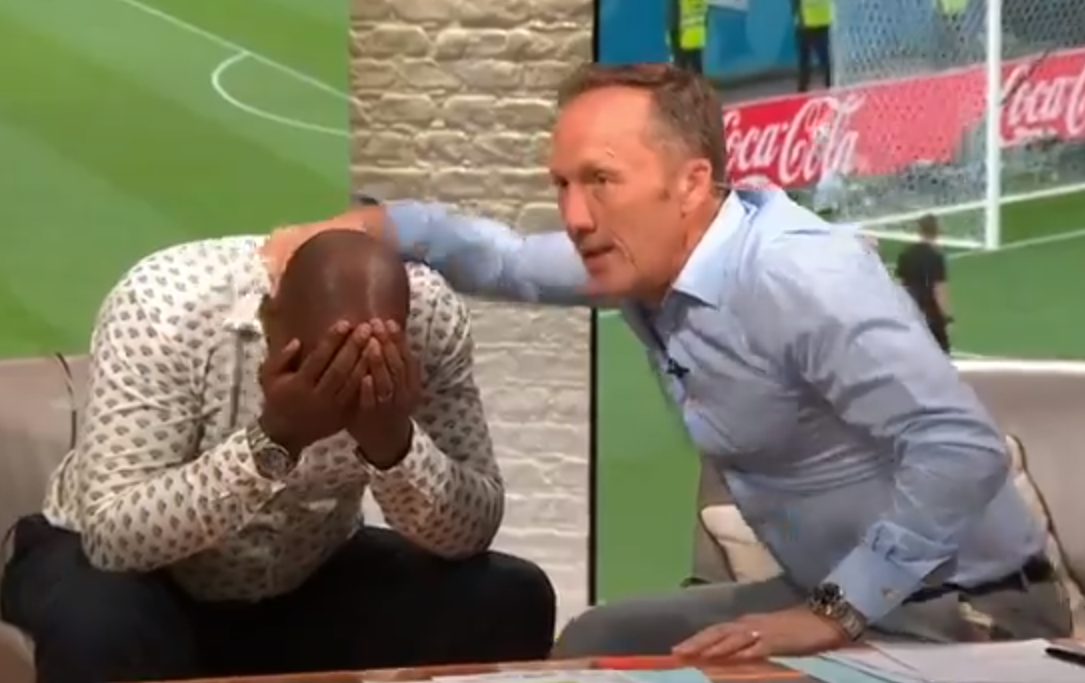Ian Wright and Lee Dixon watching the penalty shootout