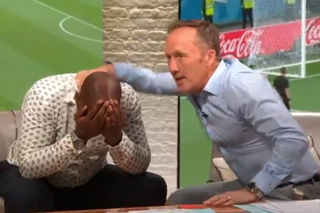 Ian Wright and Lee Dixon watching the penalty shootout