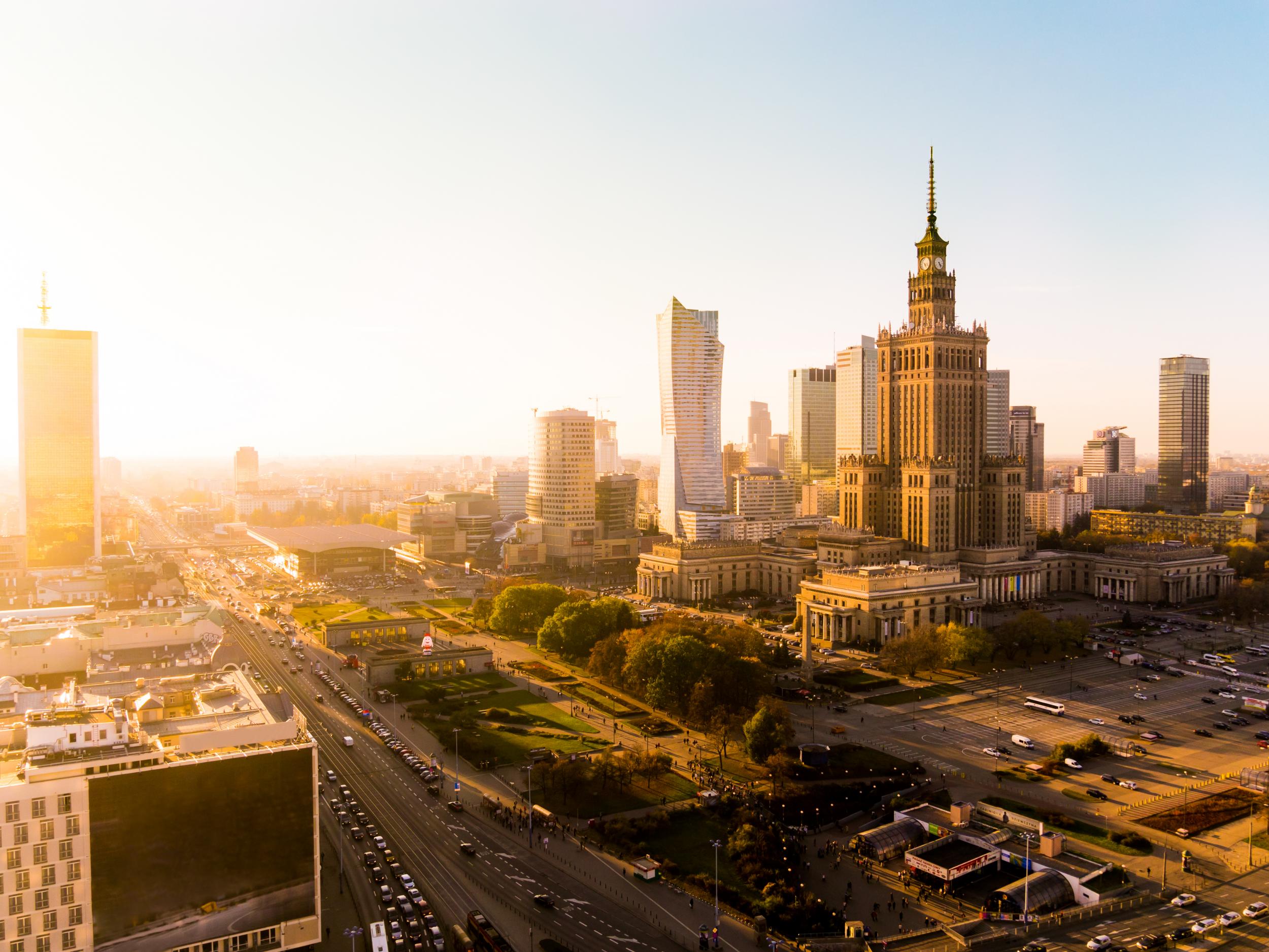 Warsaw is full of things to eat and places to see, such as the Palace of Culture and Science – Poland’s tallest building