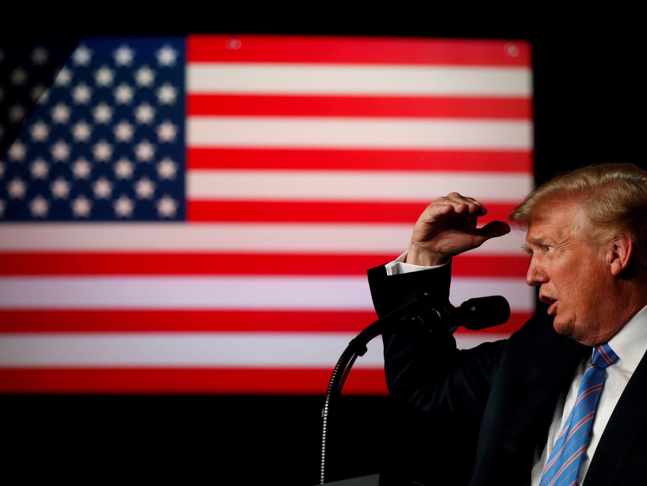 Donald Trump delivers remarks at a "Salute to Service" dinner held in honor of the nation's military at The Greenbrier in White Sulphur Springs, West Virginia