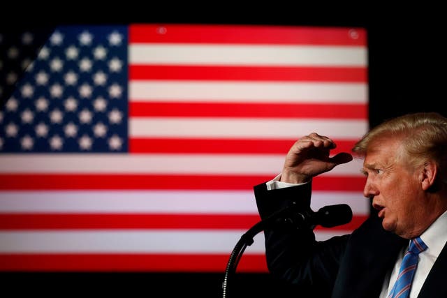 Donald Trump delivers remarks at a "Salute to Service" dinner held in honor of the nation's military at The Greenbrier in White Sulphur Springs, West Virginia