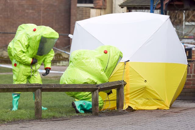 Investigation work at the site where Sergei and Yulia Skripal collapsed in March 
