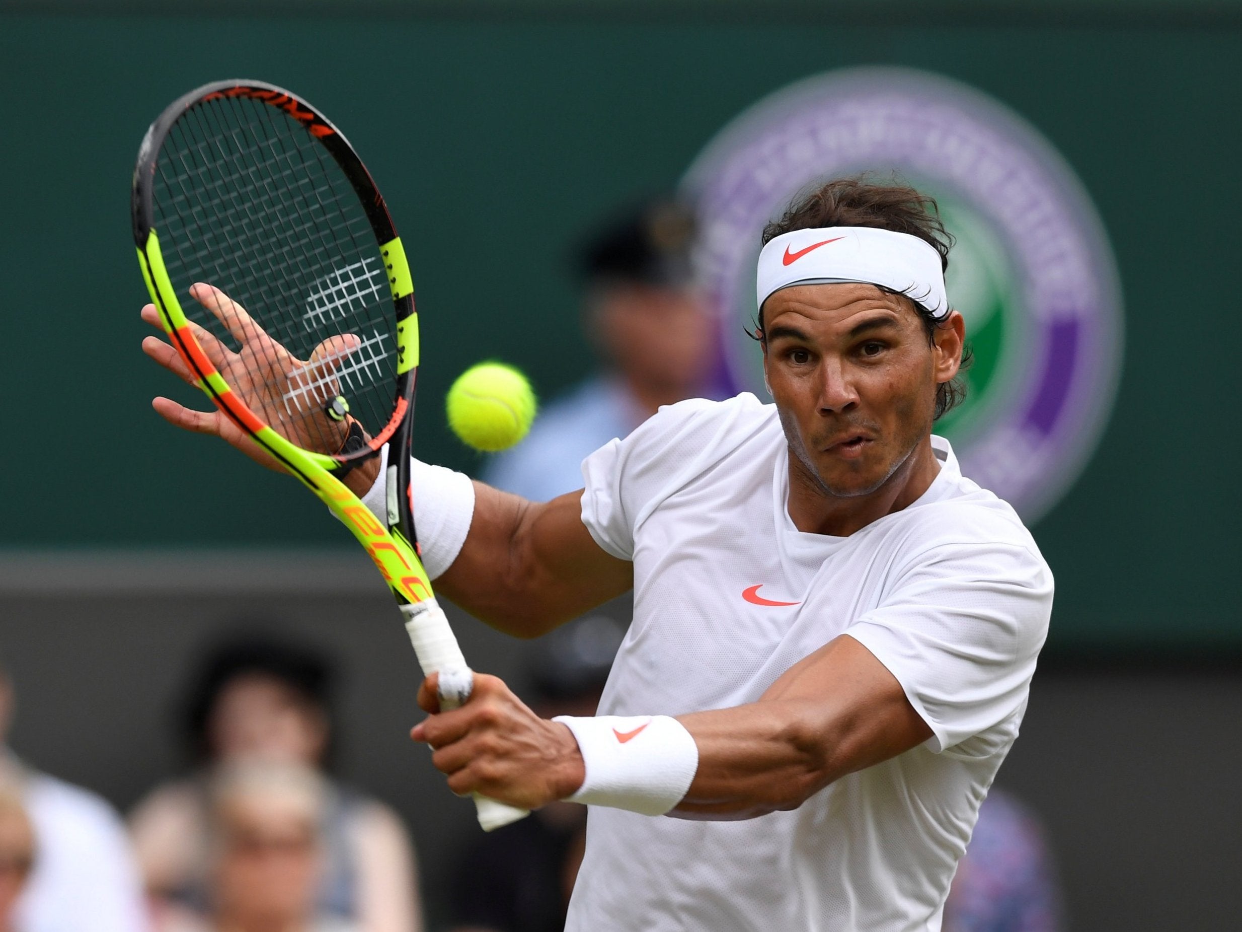 Nadal in action during the second set