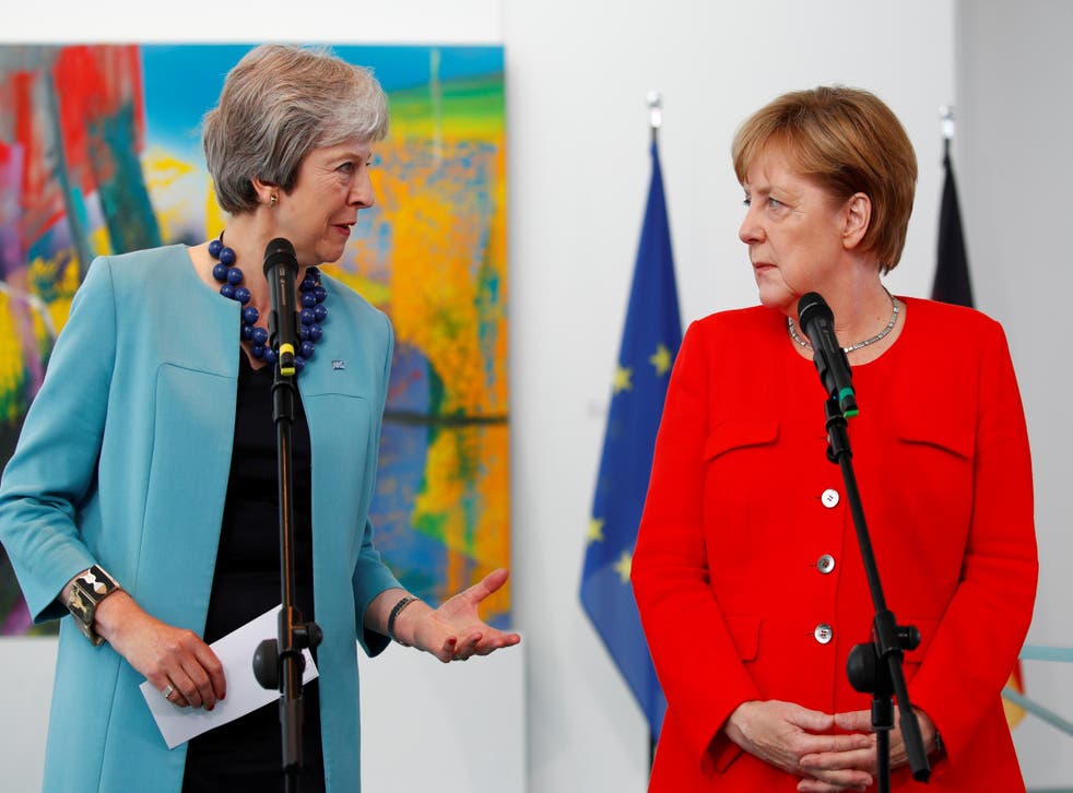 Angela Merkel receives Theresa May in Berlin