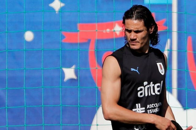 Uruguay's Edinson Cavani during training