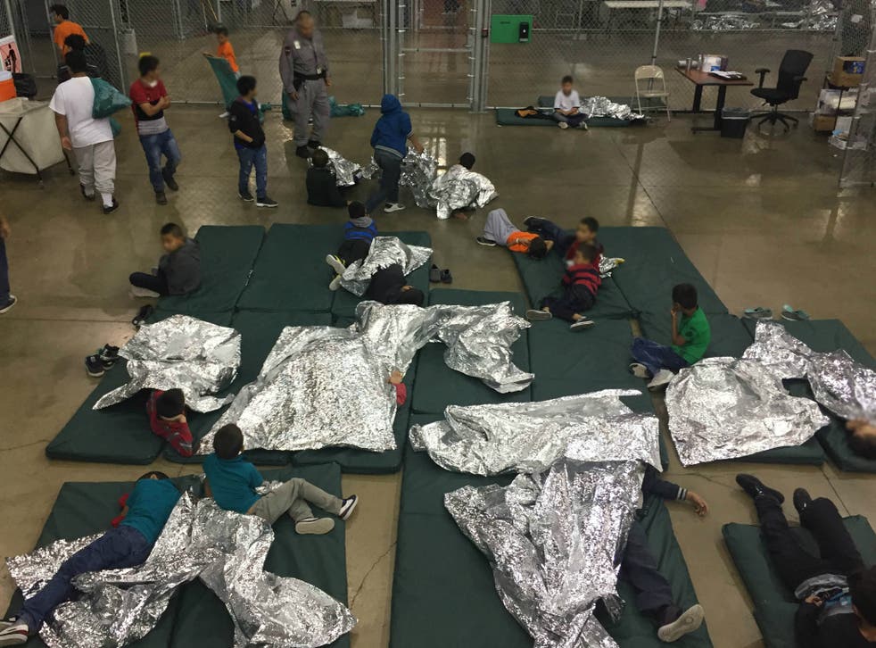A view of inside US Customs and Border Protection (CBP) detention facility shows children at Rio Grande Valley Centralized Processing Center in Rio Grande City, Texas, on 7 June 2018