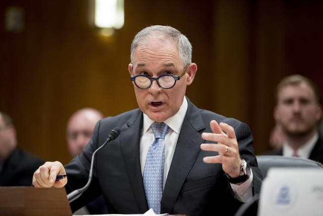 Environmental Protection Agency Administrator Scott Pruitt testifies on Capitol Hill in Washington