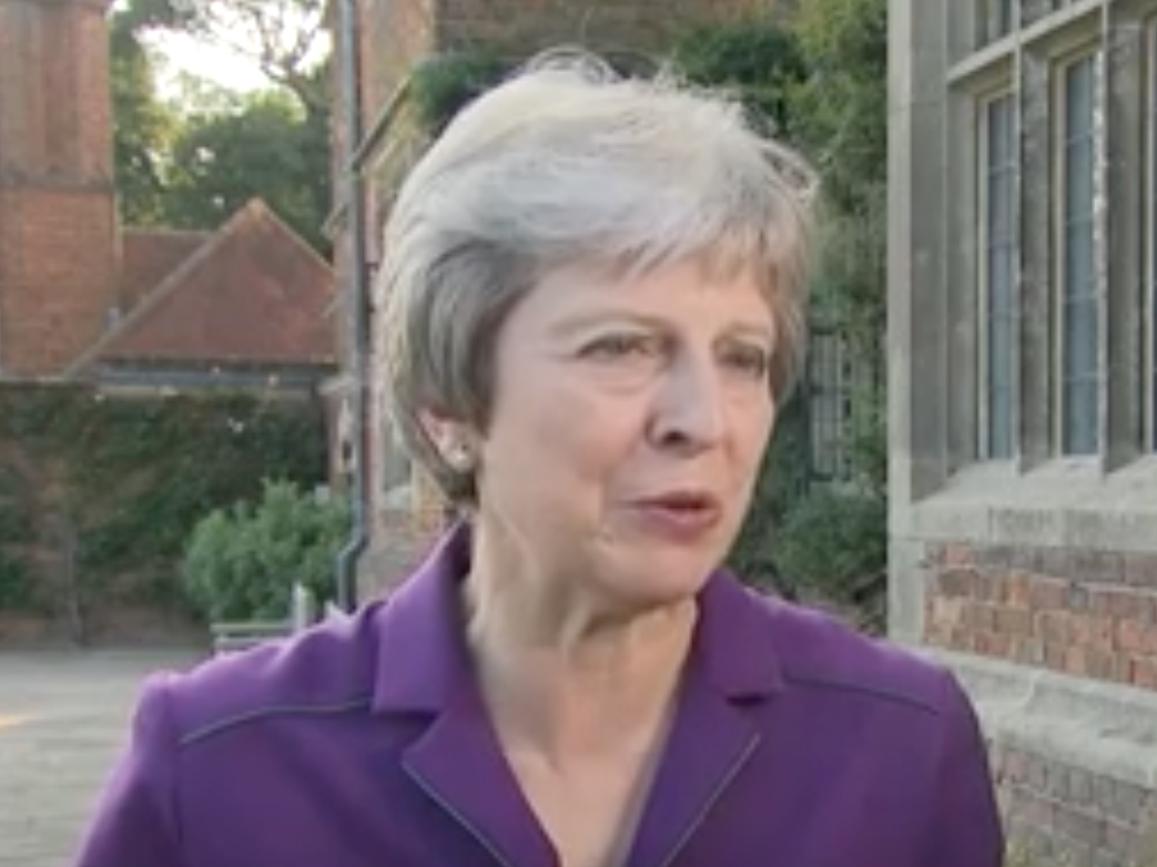 Prime minister Theresa May, speaking outside Chequers after the cabinet deal is struck