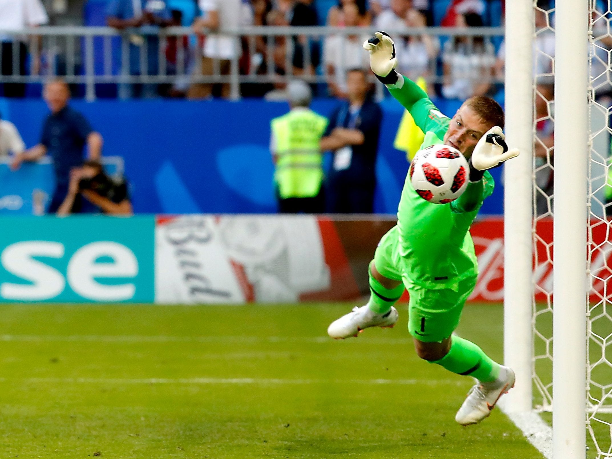 Jordan Pickford makes a stunning save from Sweden striker Marcus Berg