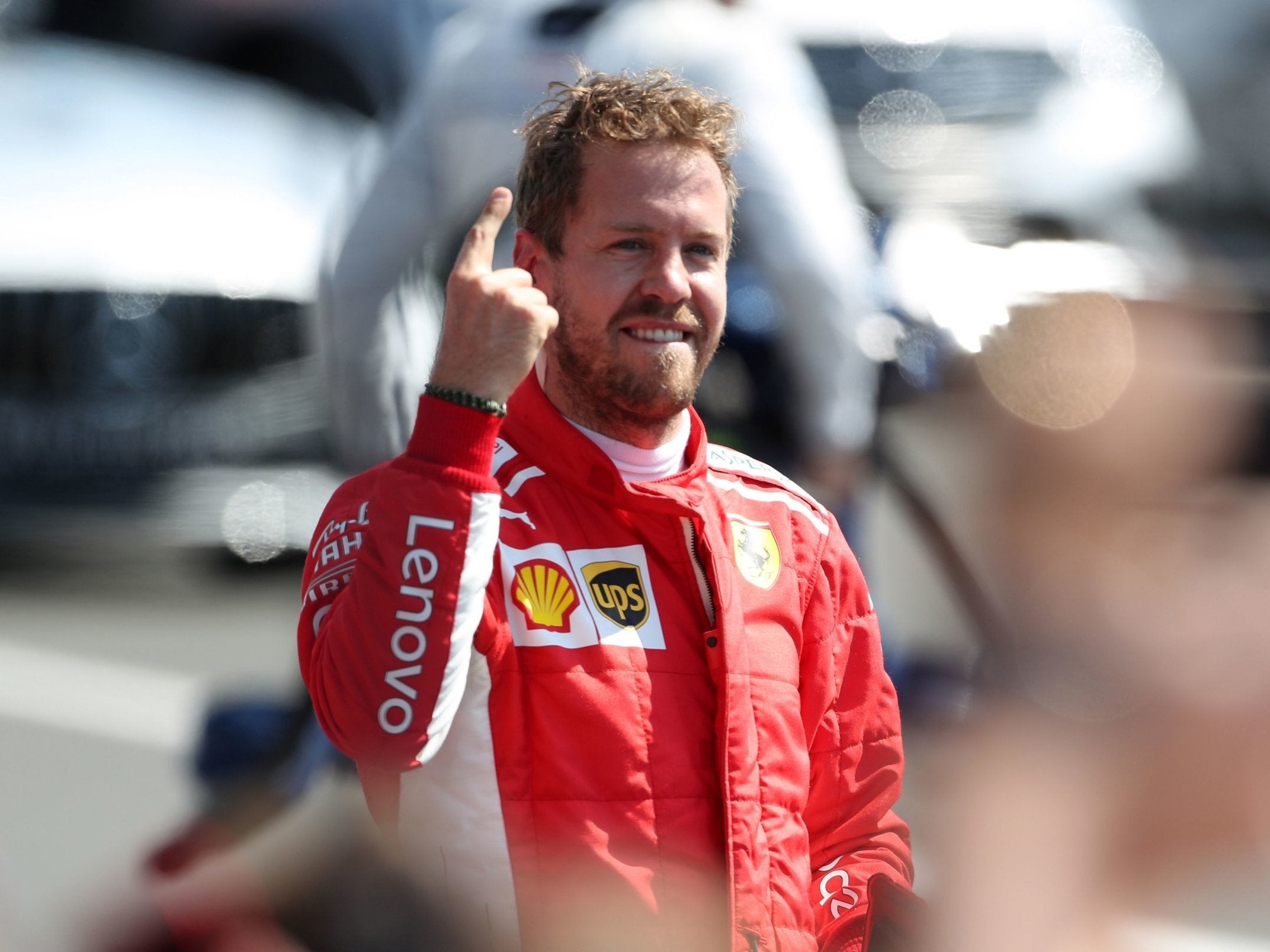 Sevbastian Vettel celebrates winning the British Grand Prix