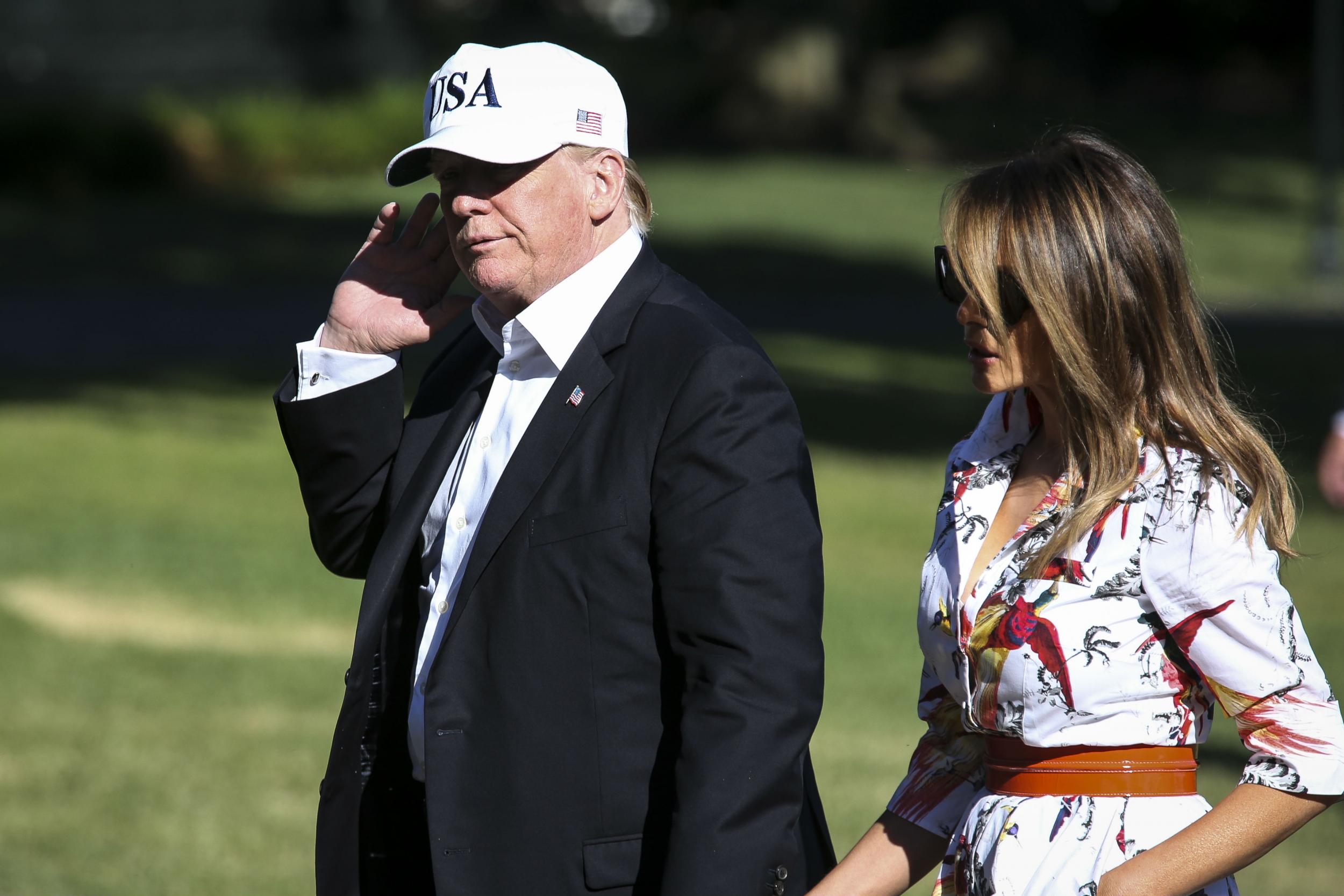 Donald Trump and Melania at the White House on Sunday