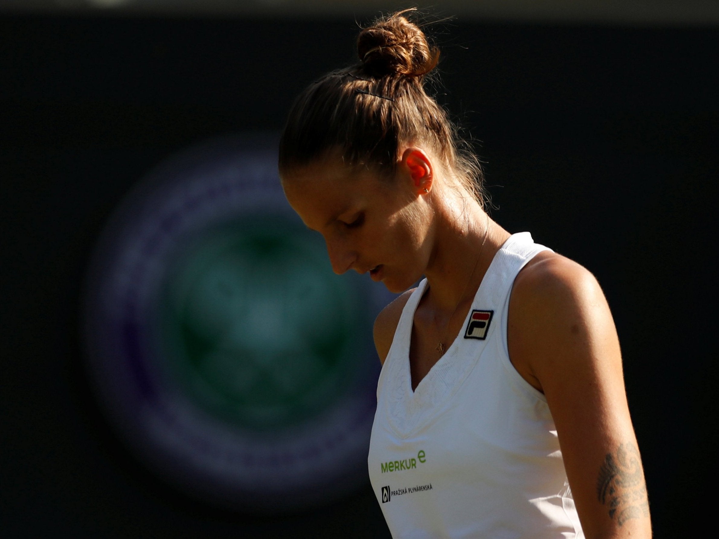 Pliskova appears dejected during her fourth round defeat