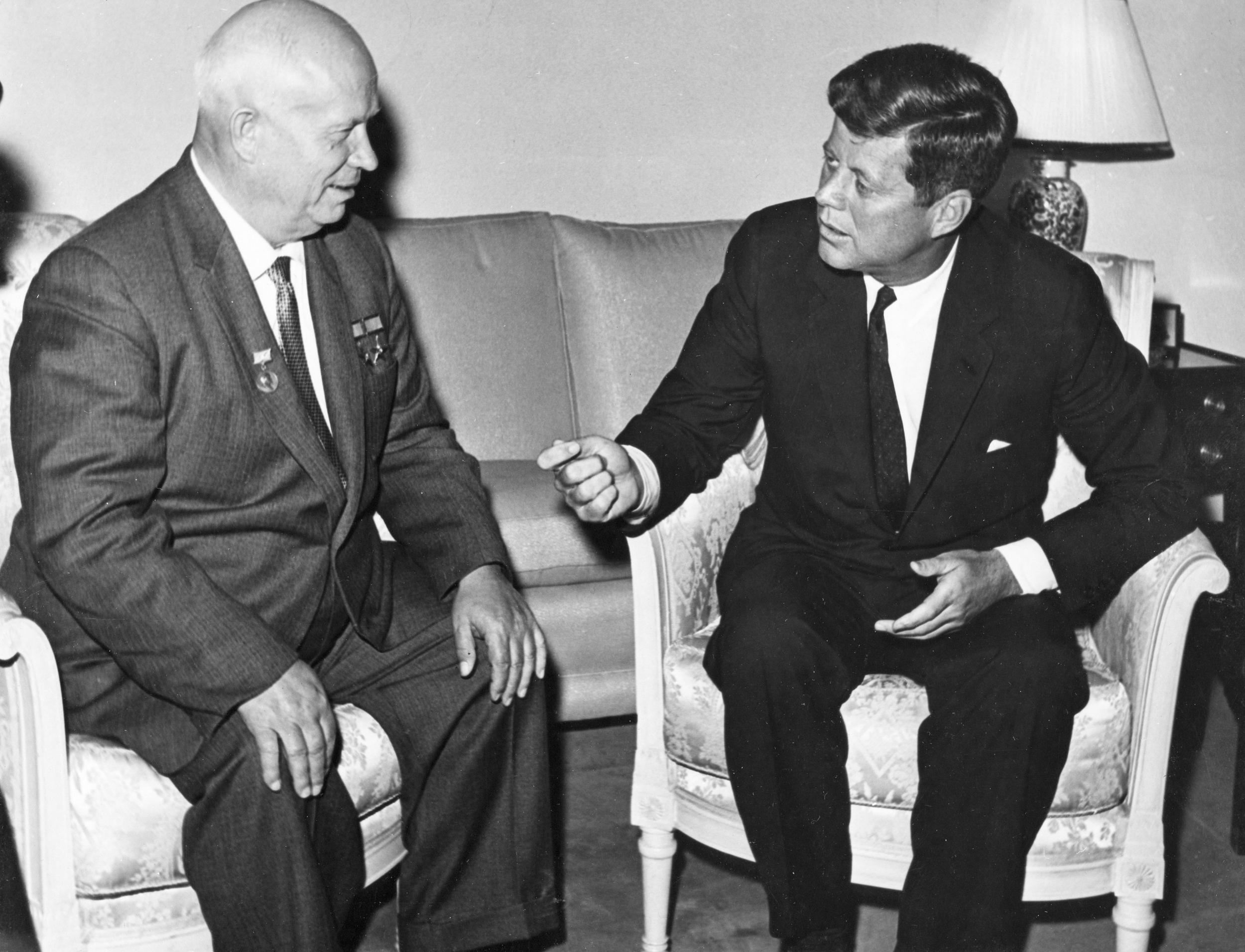 Nikita Khrushchev with with John F Kennedy in Vienna, Austria, in June 1961