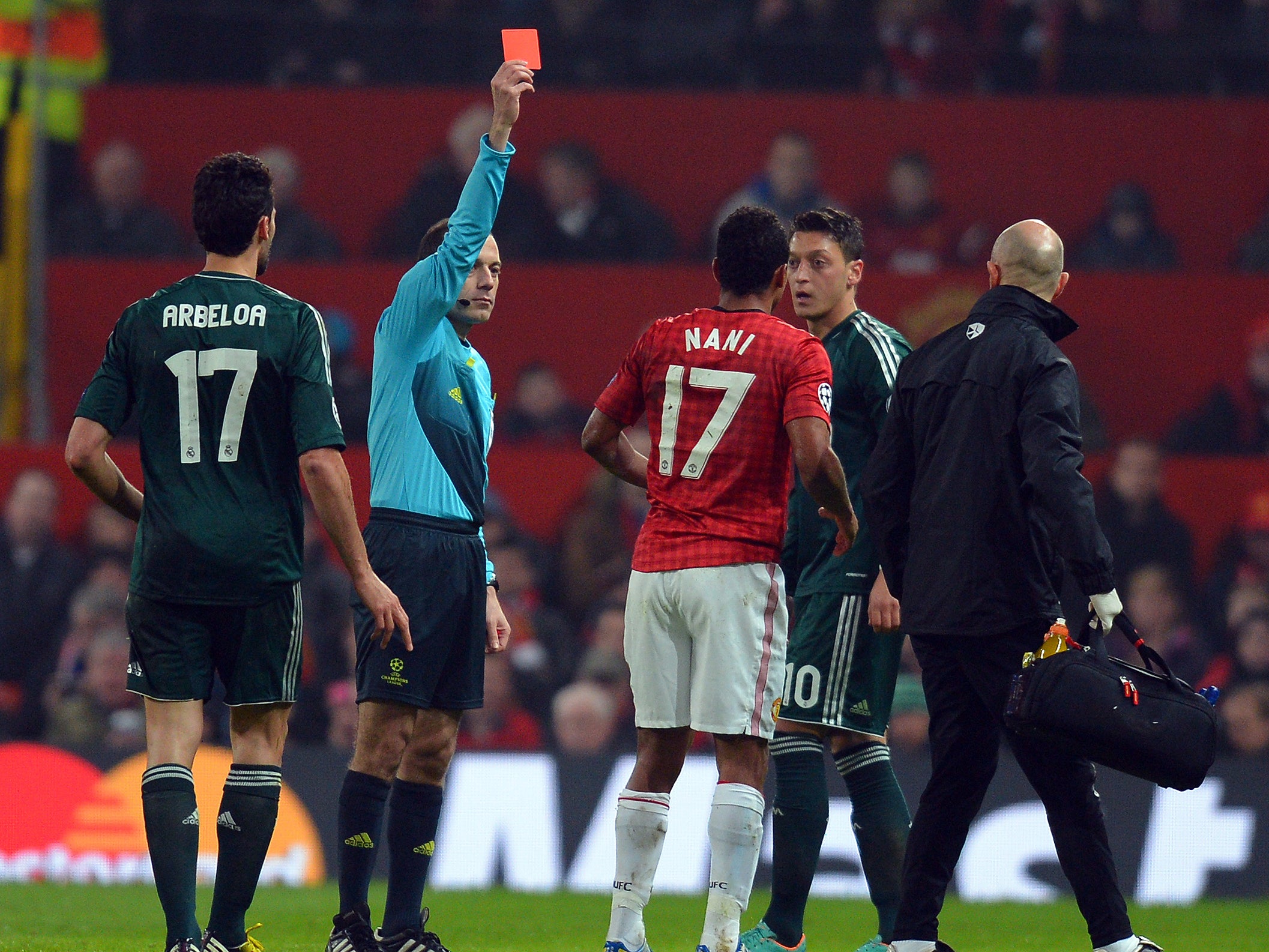 Cakir caused controversy when he gave Nani a soft red card