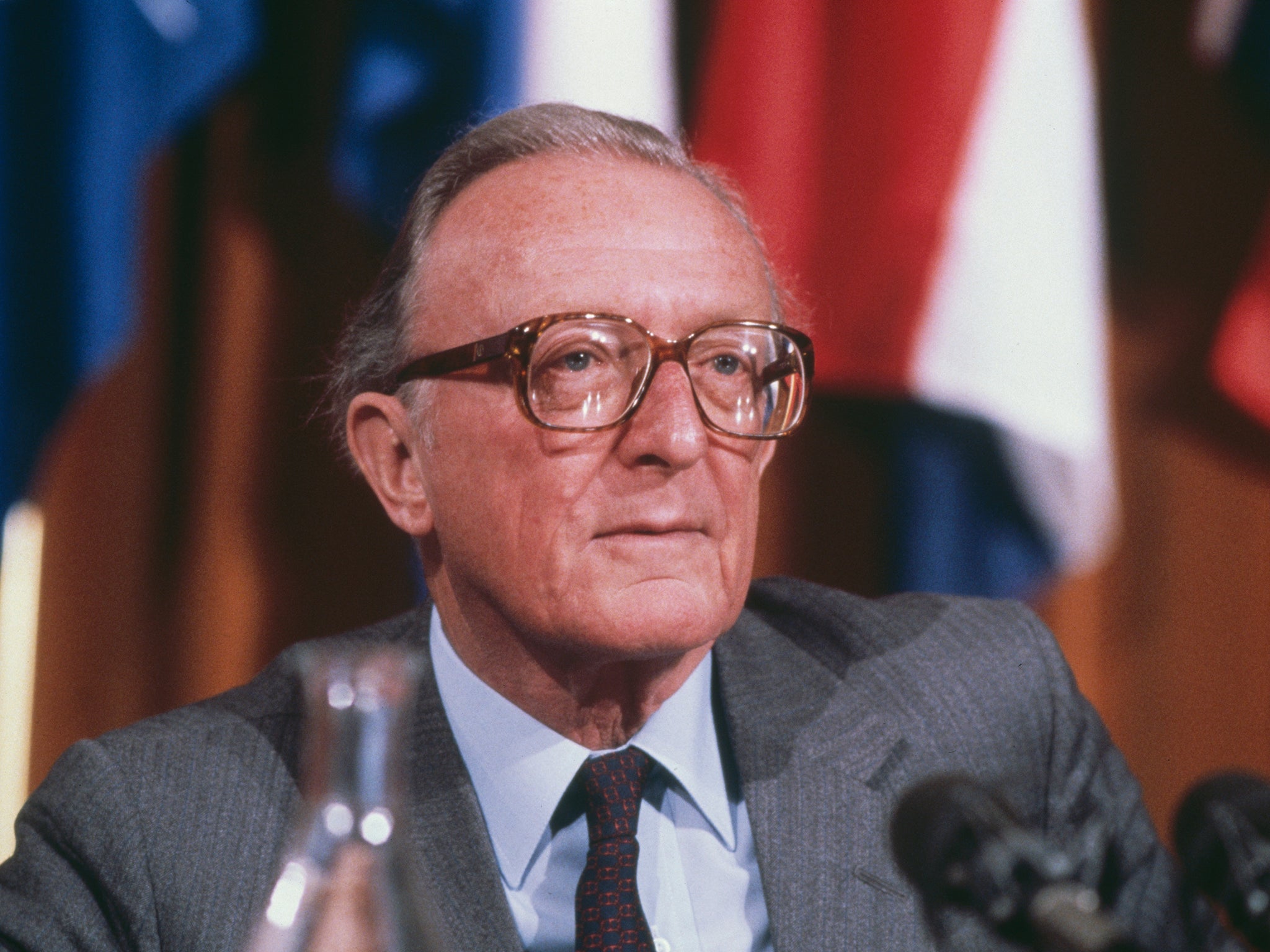 Carrington in Brussels, 1985, during his tenure as secretary general of Nato