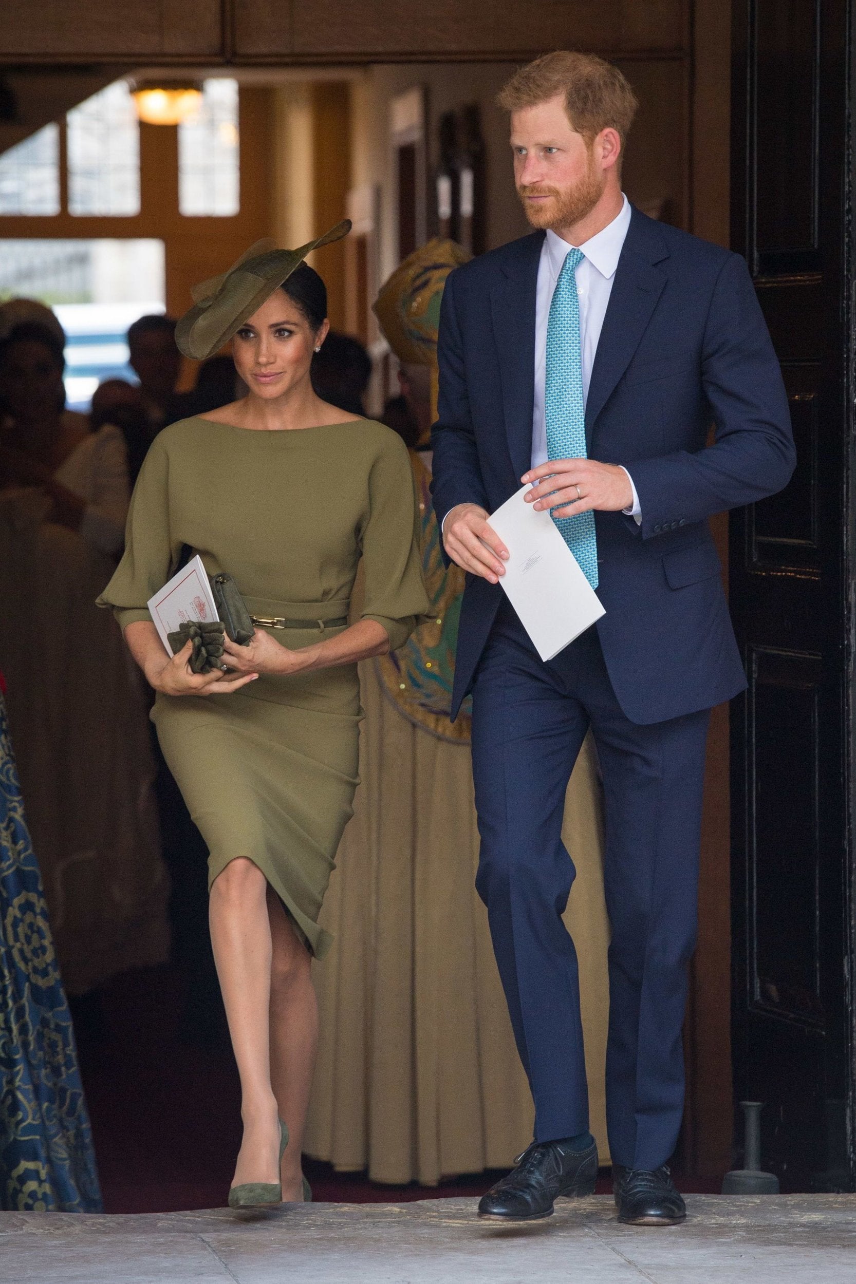 The Duke and Duchess of Sussex pictured leaving the christening of Prince Louis at the Chapel Royal, St James's Palace.