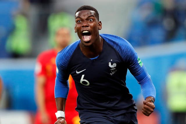 Paul Pogba of France reacts after France scored