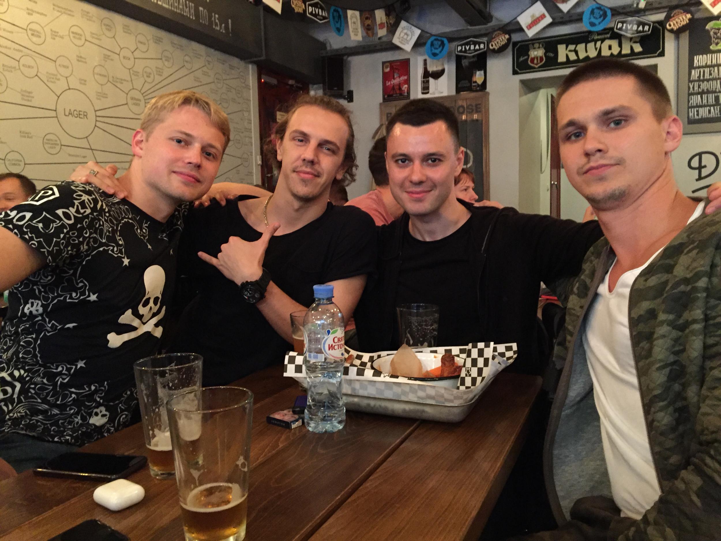 Anton Prokudin, on the right, with friends