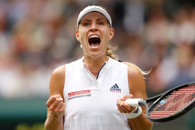 Angelique Kerber reacts during her quarter final match against Russia's Daria Kasatkina