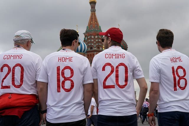 England fans gather in Red Square ahead of tonight's World Cup semi-final