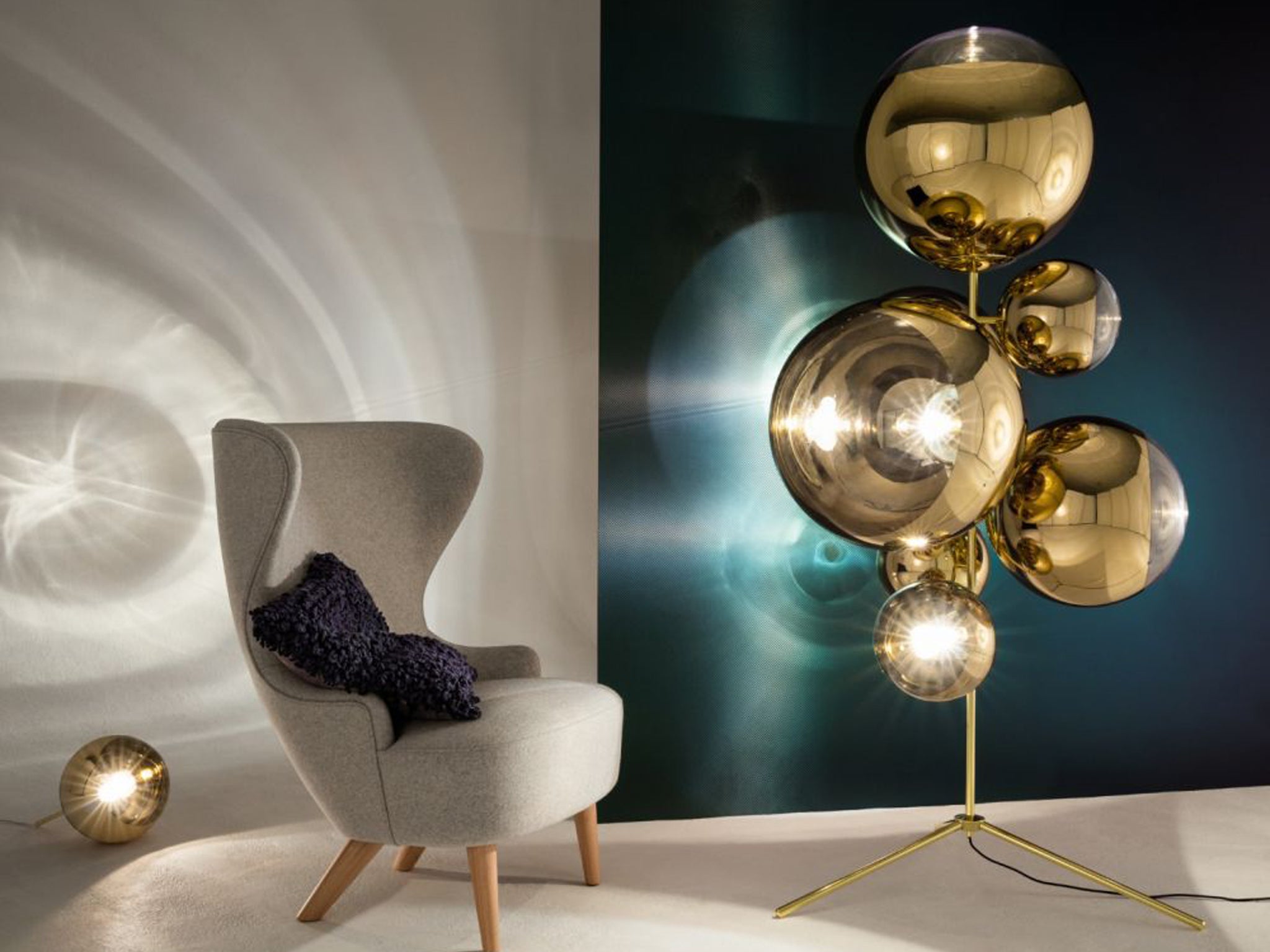 The Mirror Ball Stand Chandelier demands attention in any interior scheme, and is just as eyecatching when switched off