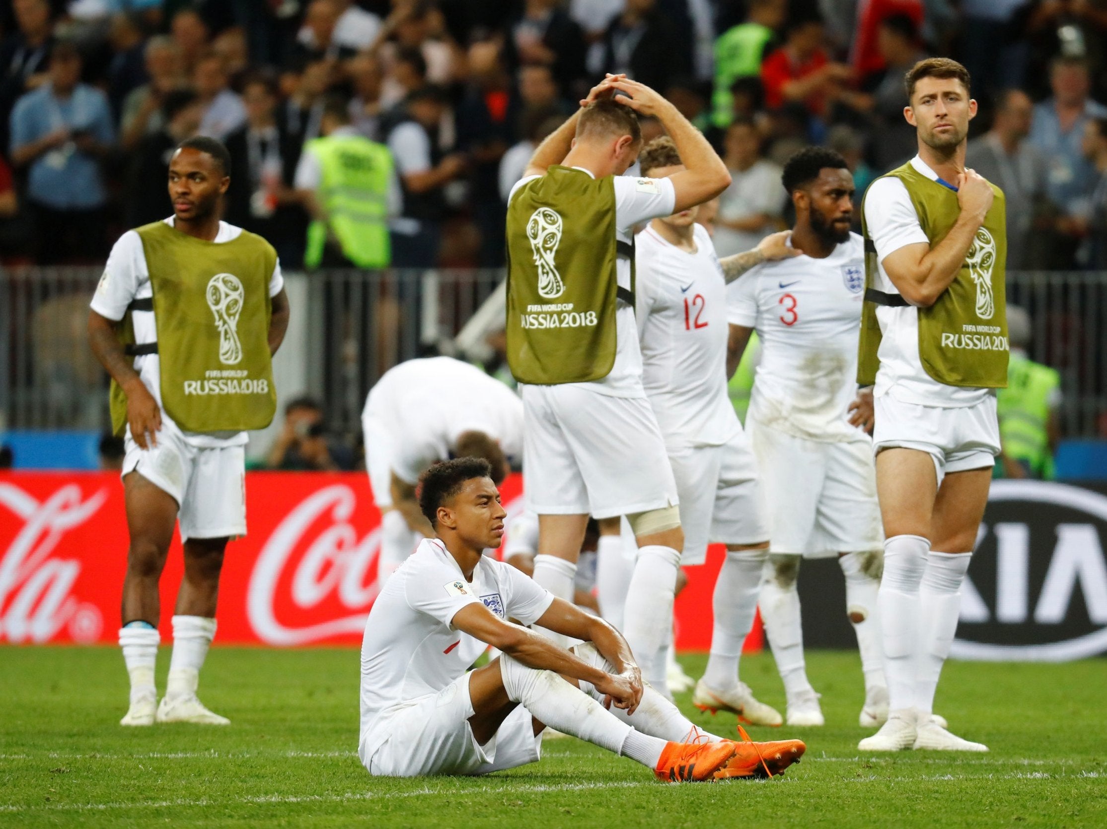 England's Jesse Lingard looks dejected after the match